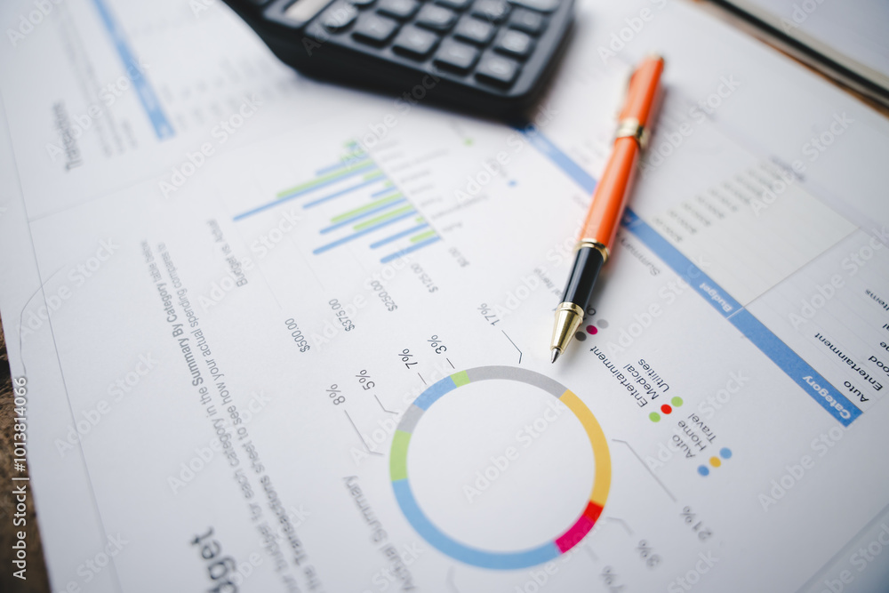 Close-up photo of document Tax and Financial Accounting Company income Finance and tax concepts Close-up photo of document Tax and Financial Accounting Company income Finance and tax concepts