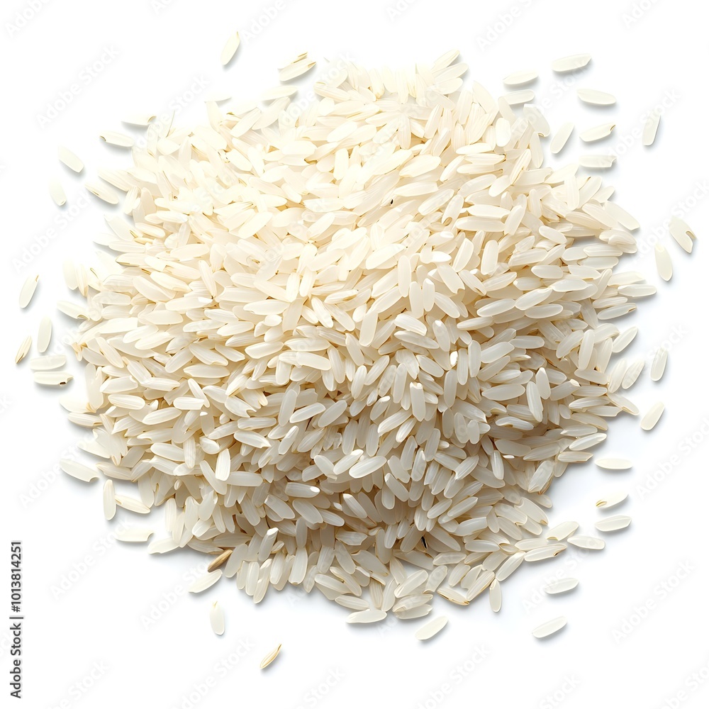 Fragrant Pile of Jasmine Rice Grains on White Background Fragrant Pile of Jasmine Rice Grains on White Background