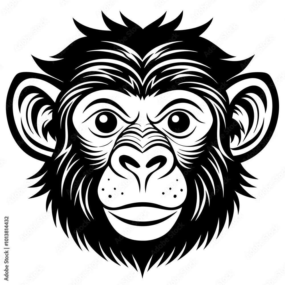 monkey head illustration on white background monkey head illustration on white background