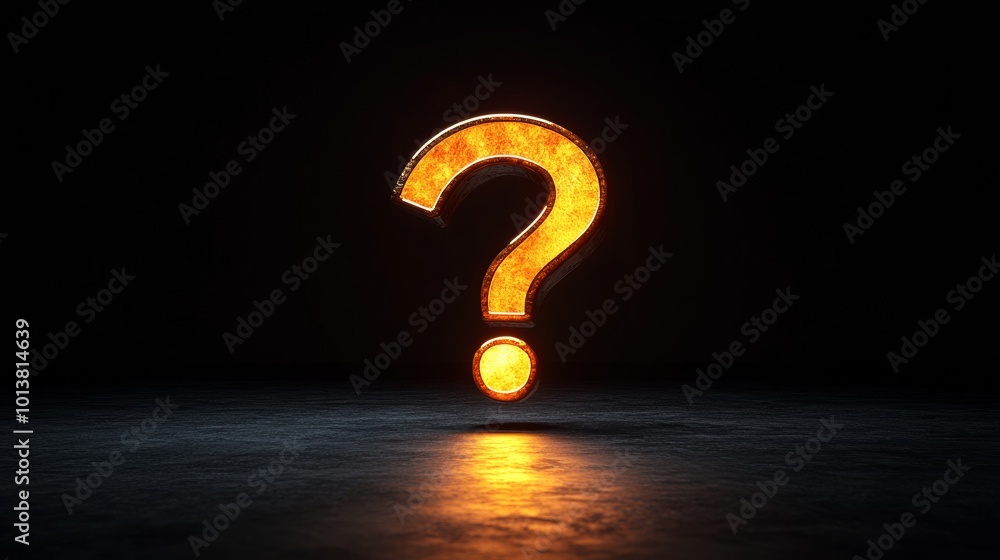 Glowing question mark on dark background Glowing question mark on dark background