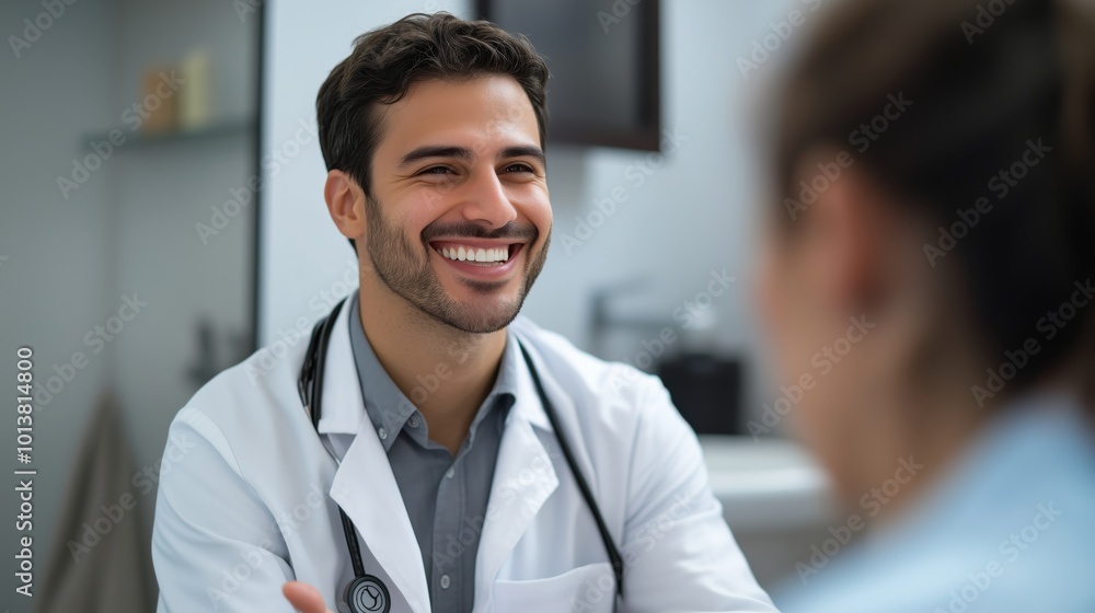 Smiling Doctor Explains Bathroom Tips to Patient