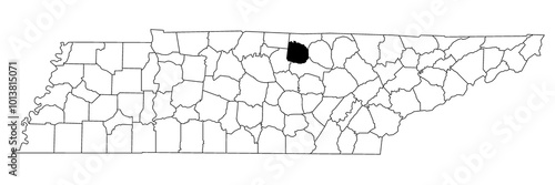 Map of jackson County in Tennessee state on white background. single County map highlighted by black colour on Tennessee map. UNITED STATES, US. photo