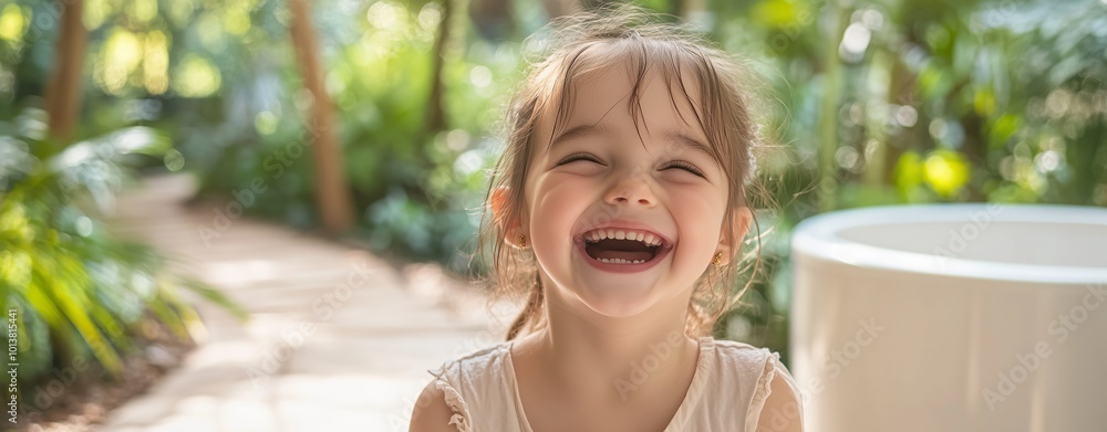 Young Girl Laughing in Nature's Playground Young Girl Laughing in Nature's Playground