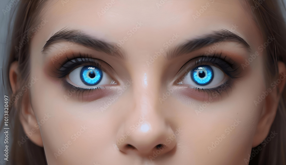 Fototapeta premium Young woman with fluorescent color of eyes