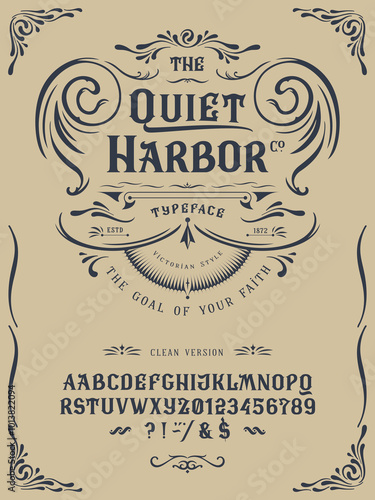 Font The Quiet Harbor. Vintage design.