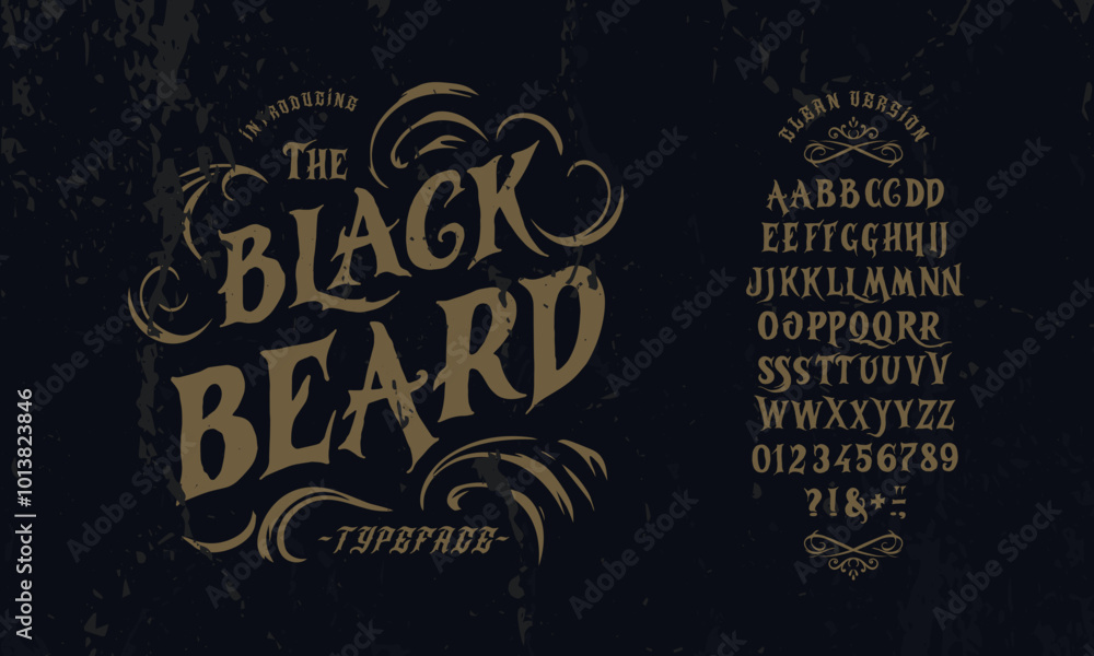 Font Blackbeard. Vintage typeface design