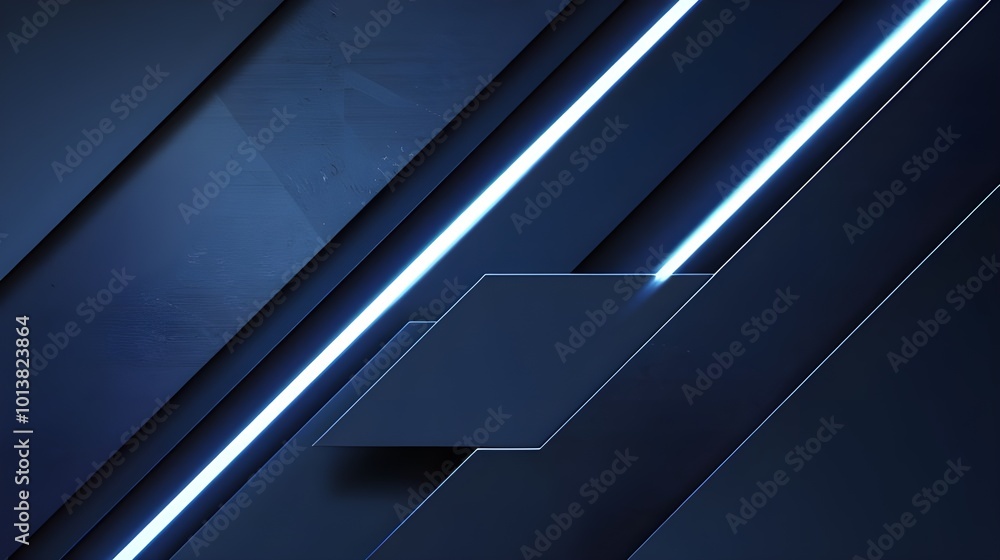 Obraz premium Abstract Blue Geometric Background with Glowing Lines