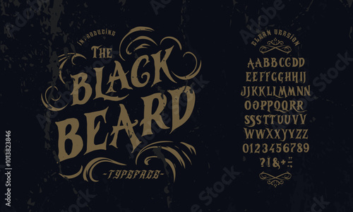 Font Blackbeard. Vintage typeface design