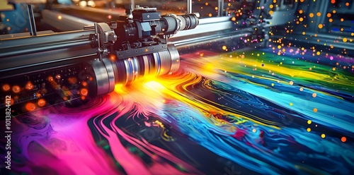 Printing Process with Colorful Ink.