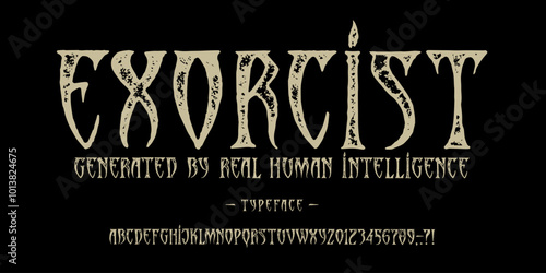 Font The Exorcist. Craft vintage typeface design. photo