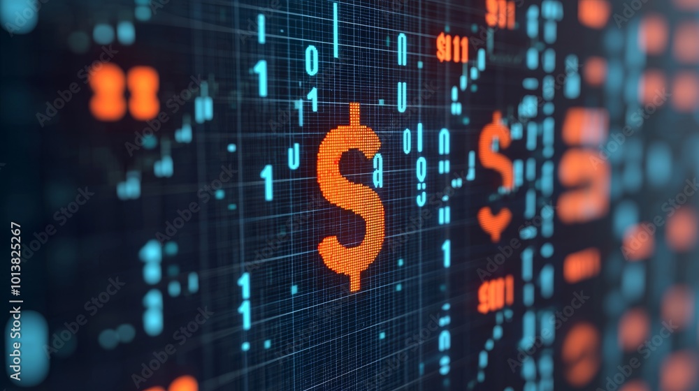 Digital Currency Exchange Background with Symbols Digital Currency Exchange Background with Symbols