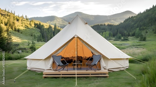 Glamping Tent in Mountain Meadow Luxury Camping Experience