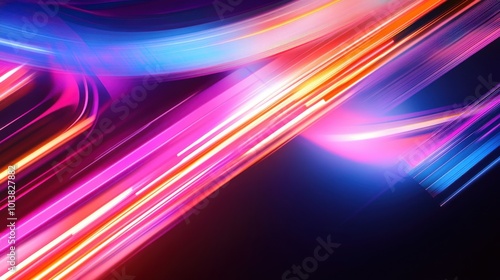 Neon Abstract Art with Dynamic Colorful Lines