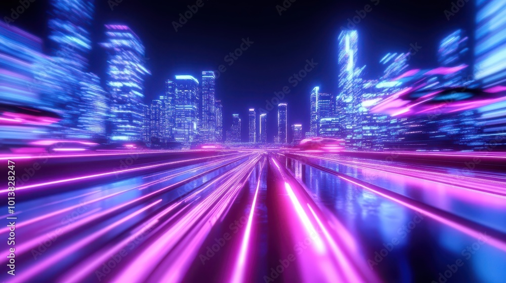 Retro Futuristic Cityscape at Night Retro Futuristic Cityscape at Night