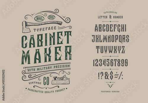 Font Cabinet Maker. Vintage typeface design