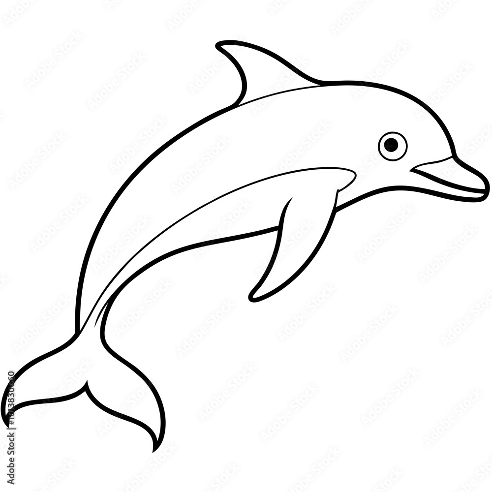 Obraz premium A dolphin isolated on white line art logo icon vector illustration.