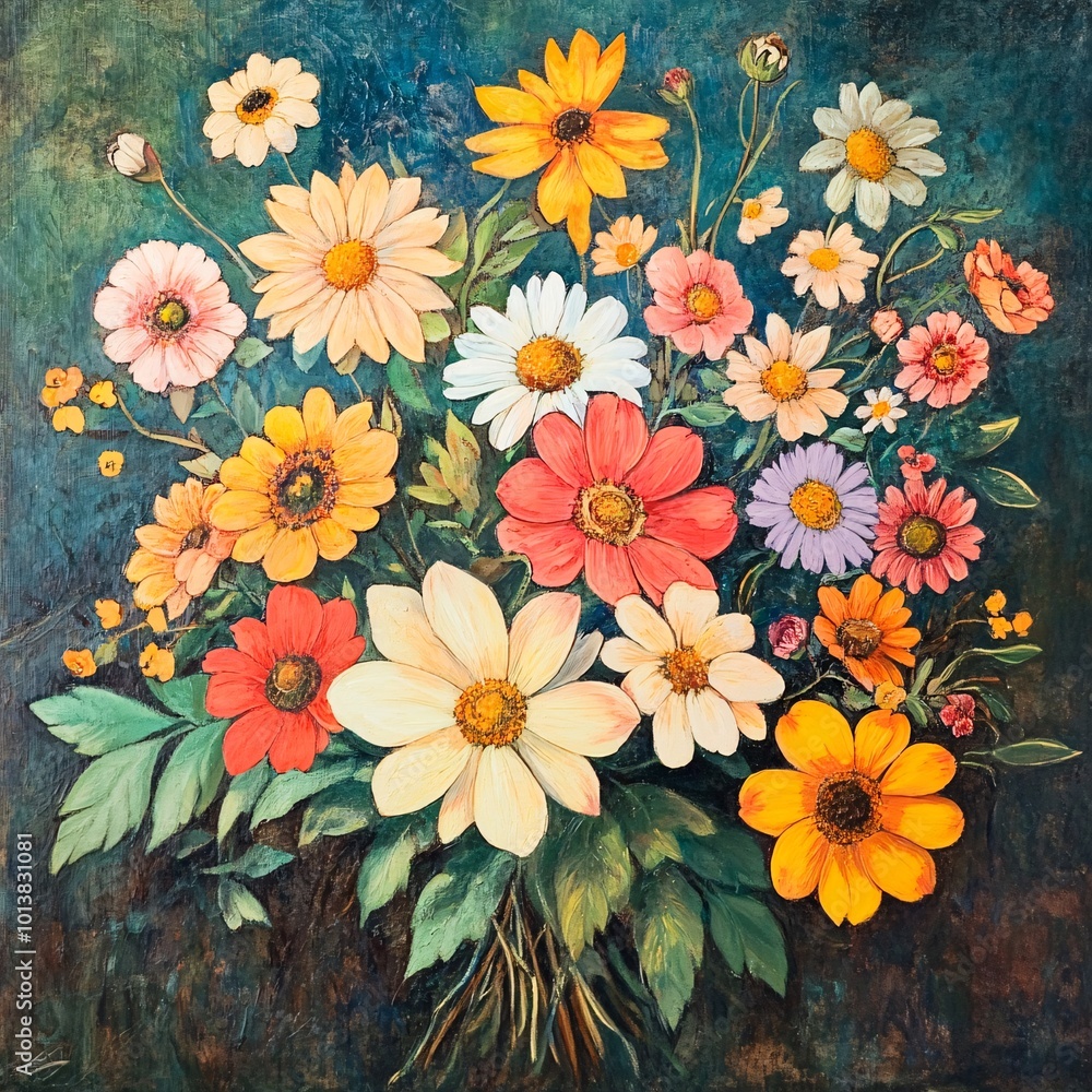 Oil Painting Flowers Bouquet Art Oil Painting Flowers Bouquet Art