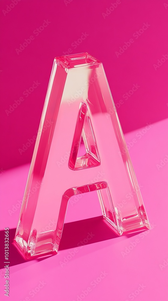 Glass letter a on pink background, modern design concept Glass letter a on pink background, modern design concept