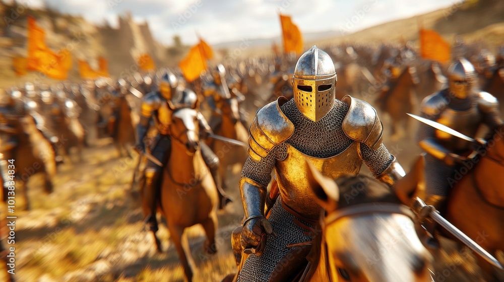 Knightly Charge in a Dynamic Battle Scene Knightly Charge in a Dynamic Battle Scene