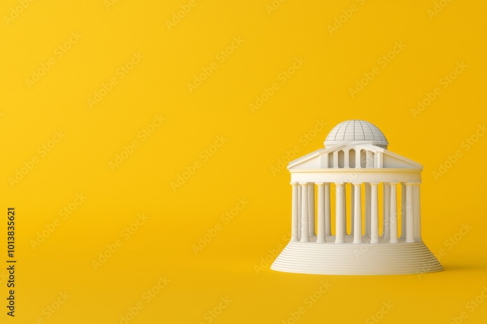 Fototapeta premium Minimalist Architectural Structure on Vibrant Yellow Background