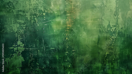 A panoramic background featuring a green abstract grunge texture, creating a dynamic and artistic surface with depth and character.