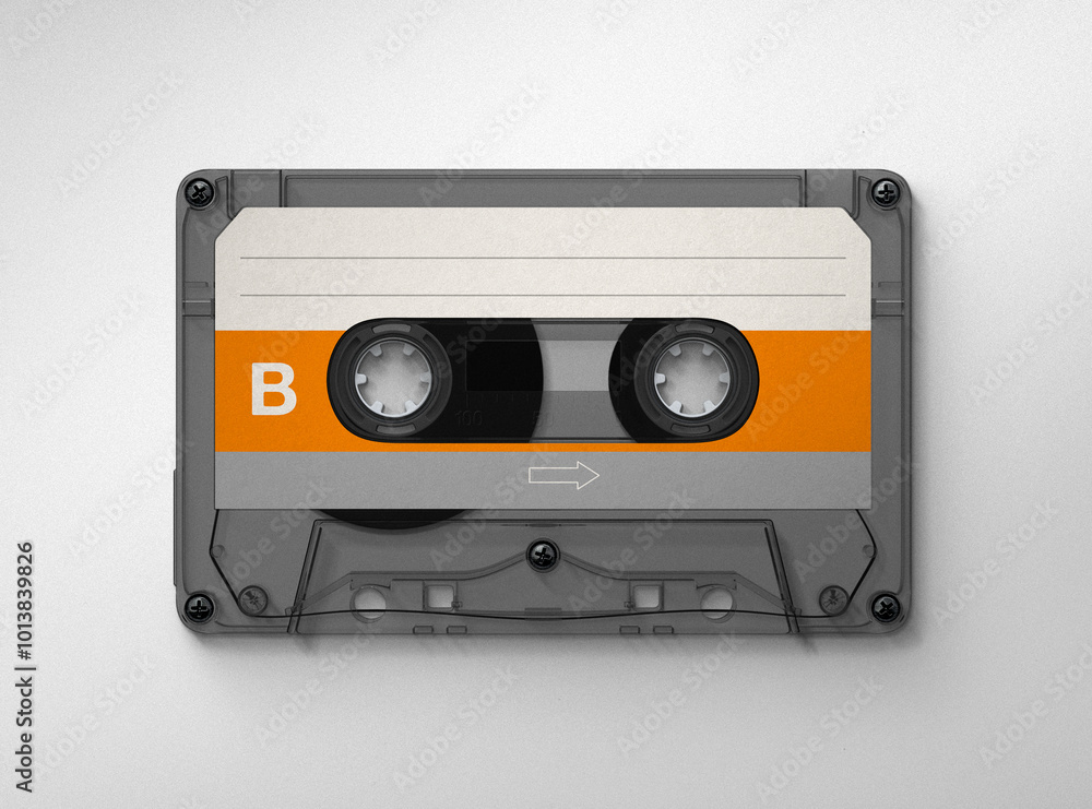 Fototapeta premium Vintage Retro Cassette, cassette tape isolated on white, retro audio tape, 3d illustration, 3d rendering