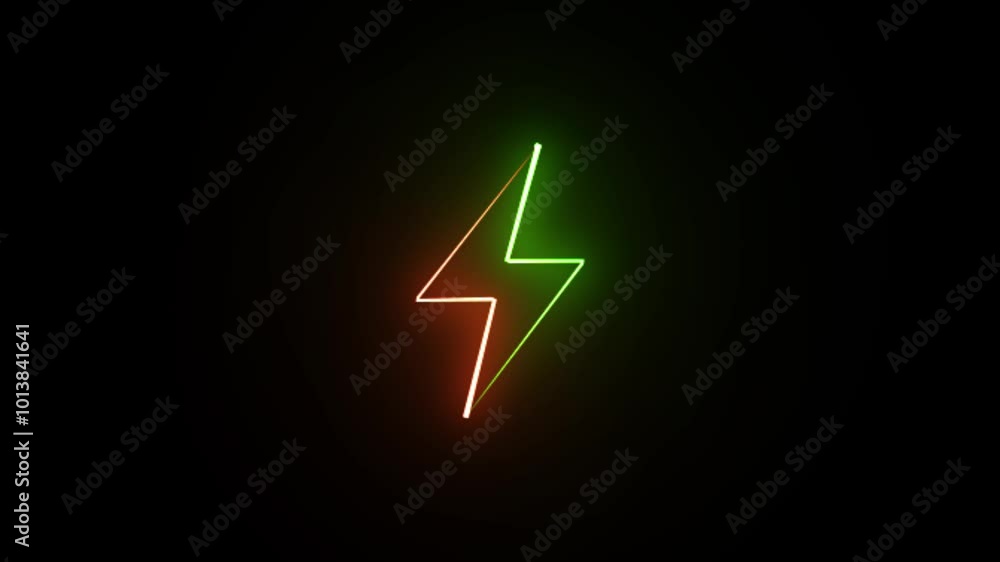 Glowing Neon battery charge icon loop animation on a black background. Glowing blue neon flickering lightning bolt, Flash icon. Charge flash icon. Glowing Neon battery charge icon loop animation on a black background. Glowing blue neon flickering lightning bolt, Flash icon. Charge flash icon.