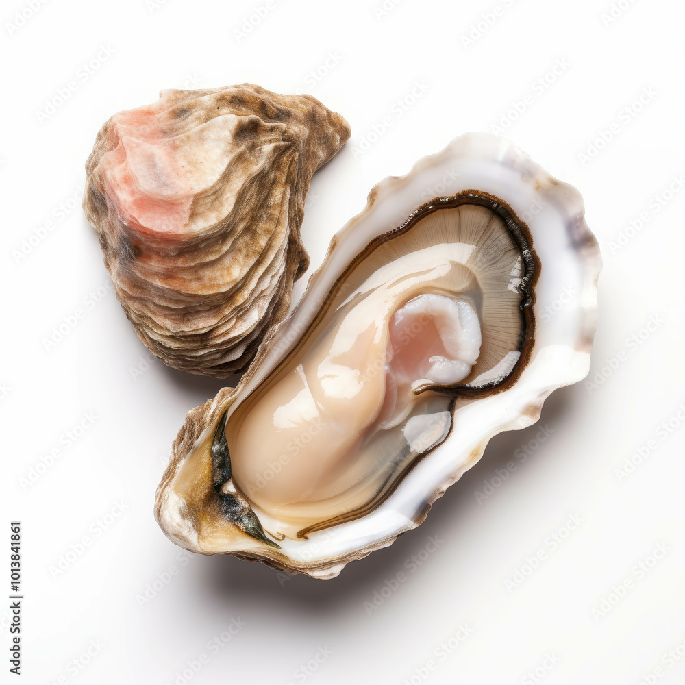 Fresh Oyster Close-Up on White Background Fresh Oyster Close-Up on White Background