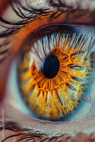 Close up macro photo of a human eye with vibrant colors