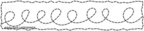 Twisted barbed wire  Steel black wire  fence frames. vector eps10