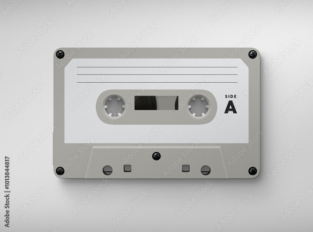 Fototapeta premium Vintage Retro Cassette, cassette tape isolated on white, retro audio tape, 3d illustration, 3d rendering