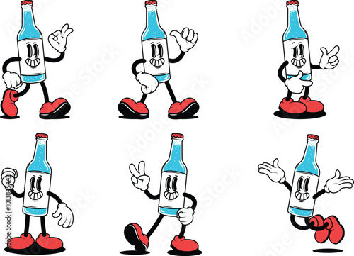 Cartoon Bottled Soda Character Illustrations with Various Styles