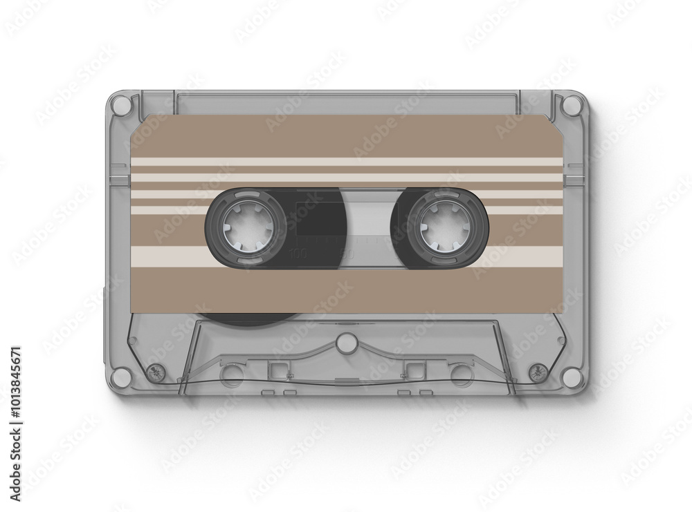 Obraz premium Vintage Retro Cassette, cassette tape isolated on white, retro audio tape, 3d illustration, 3d rendering