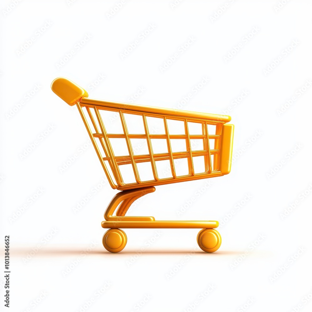Yellow shopping cart on a white isolated background. Yellow shopping cart on a white isolated background.