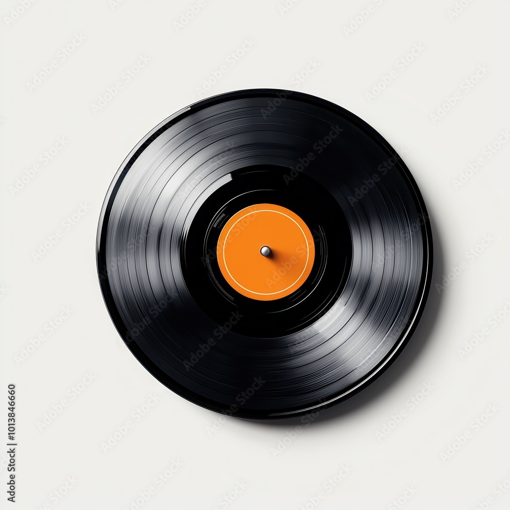 Vinyl record with orange label on a white isolate background. Vinyl record with orange label on a white isolate background.