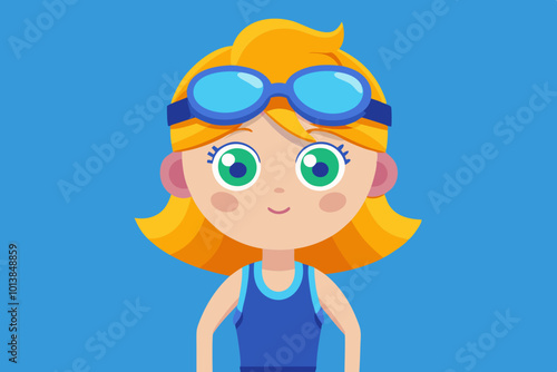 A girl in swim suit and goggle VECTOR ILLUSTRATION