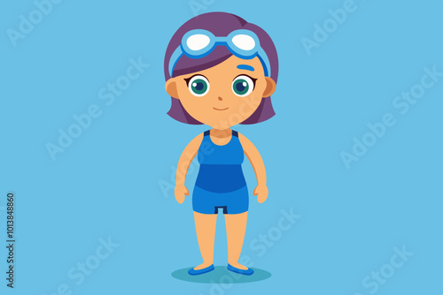 A girl in swim suit and goggle VECTOR ILLUSTRATION