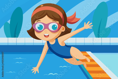 A girl in swim suit VECTOR ILLUSTRATION