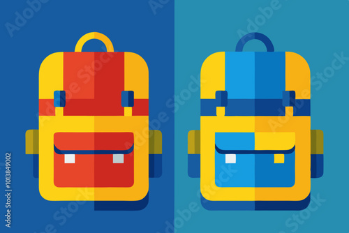 Two School bags bred and blue  