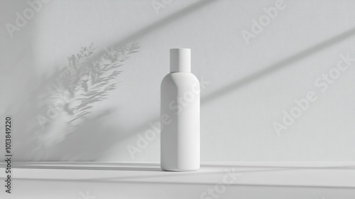 A modern white bottle mockup on a white background, designed for cosmetic or skincare product branding.