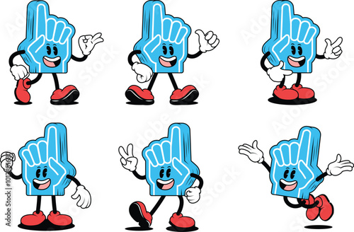 Cartoon Foam Finger Character Illustrations with Various Styles