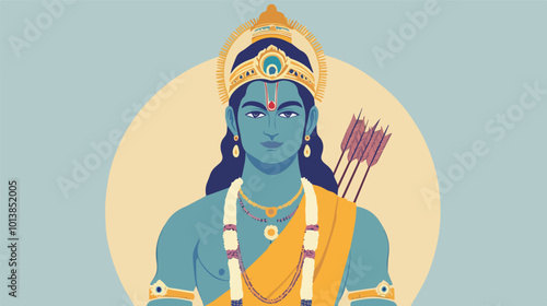 Lord Rama Vector Illustration Hindu God Diwali Dussehra India Epic Ramayana Religion Spirituality