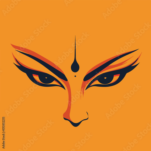 Lord Ram Vector Illustration Hindu God Deity Spirituality Religion India Indian Culture Graphic Art Minimalist Design Orange Background