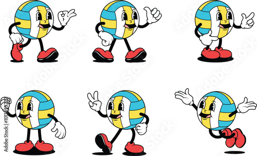 Cartoon Volleyball Character Illustrations with Various Styles