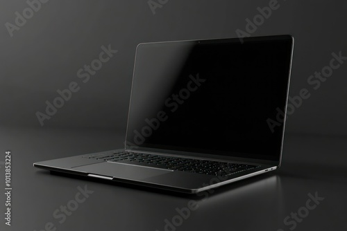 Sleek Modern Laptop with Blank Screen on Dark Surface