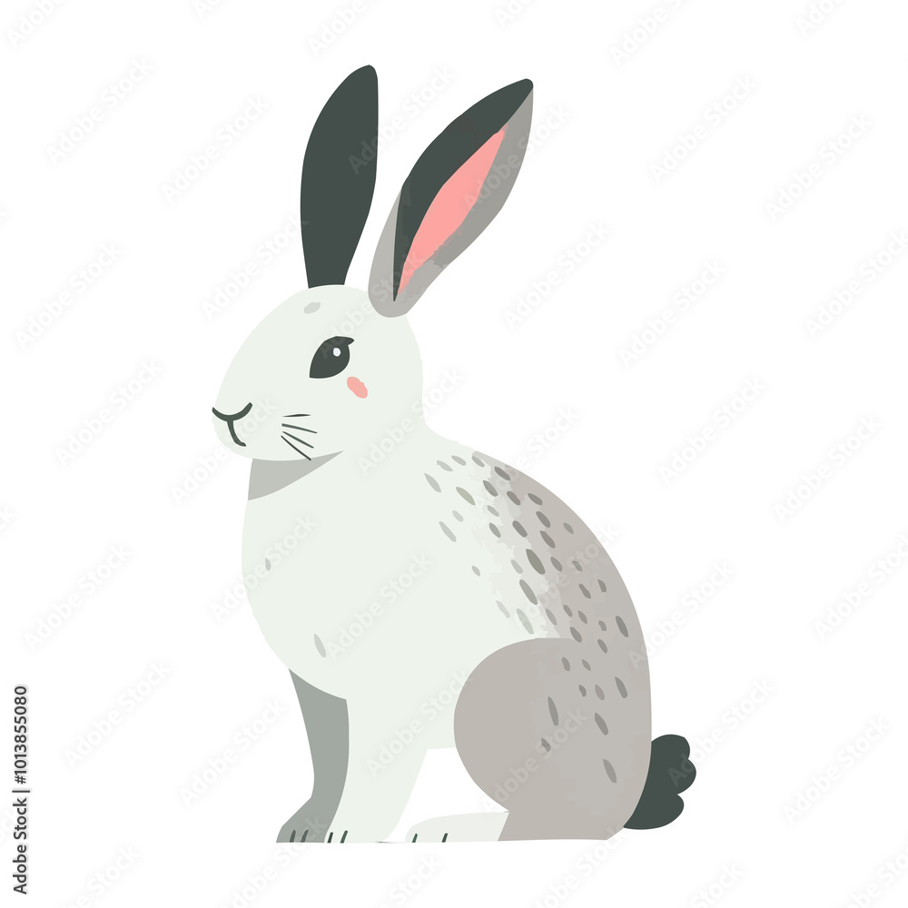 Cute Beaver and Hare in Spring Animals Theme Vector Illustration on White Background Cute Beaver and Hare in Spring Animals Theme Vector Illustration on White Background