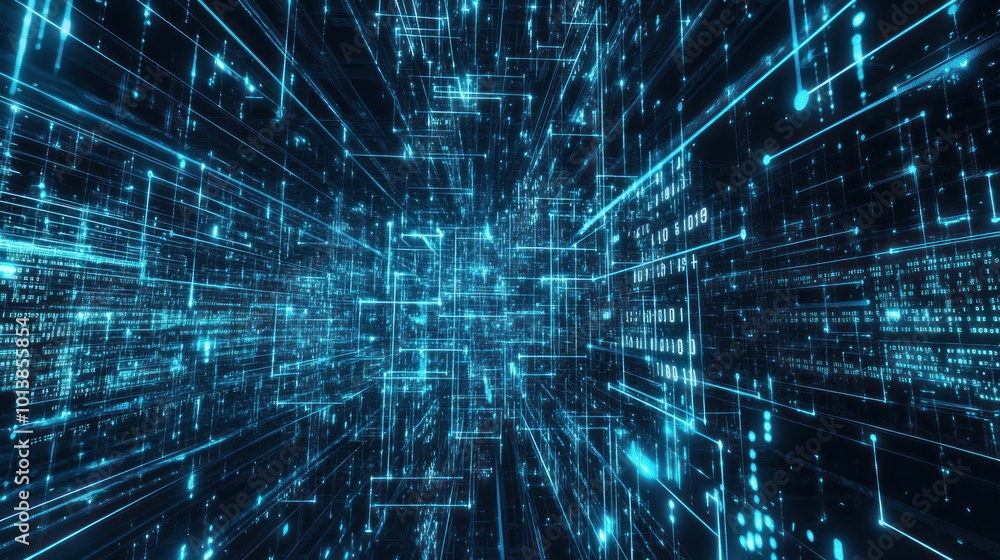 Obraz premium Digital Network and Data Flow