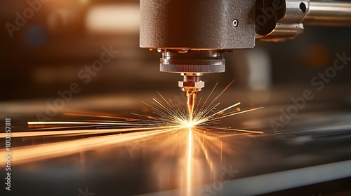 Precision Laser Cutting Machine in Action - Close-Up of Intricate Designs and Flawless Execution in Industrial Materials