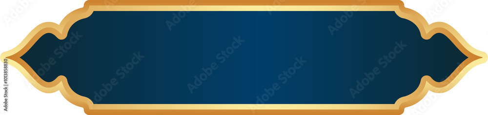Islamic Ramadan golden frame. Arabic design with Turkish ornament and blue background. Arabesque ribbon sticker for tag banner and sale flyer. Islamic Ramadan golden frame. Arabic design with Turkish ornament and blue background. Arabesque ribbon sticker for tag banner and sale flyer.