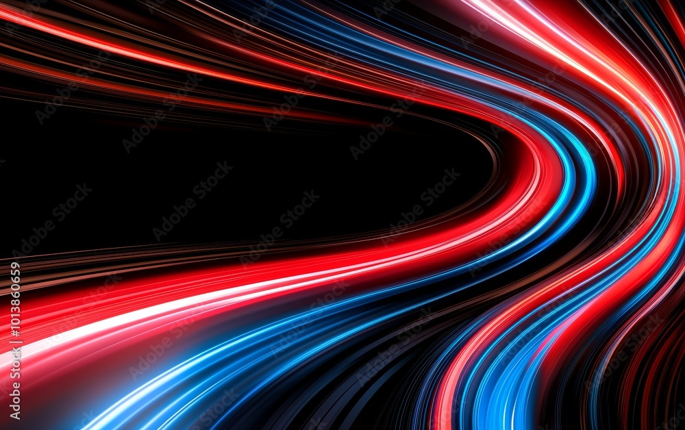 Abstract tunnel of light, neon streaks in blue and red creating a vortex effect, futuristic digital motion, dynamic flow Abstract tunnel of light, neon streaks in blue and red creating a vortex effect, futuristic digital motion, dynamic flow
